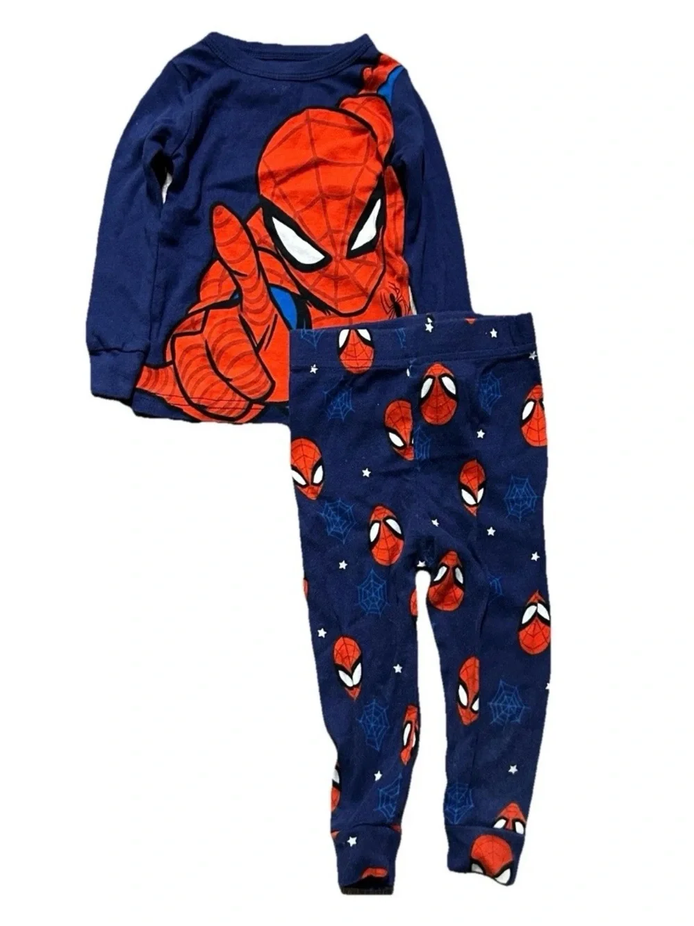 Toddler Winter Pajamas Red Green Plaid Spider Man Size 12-18 Months